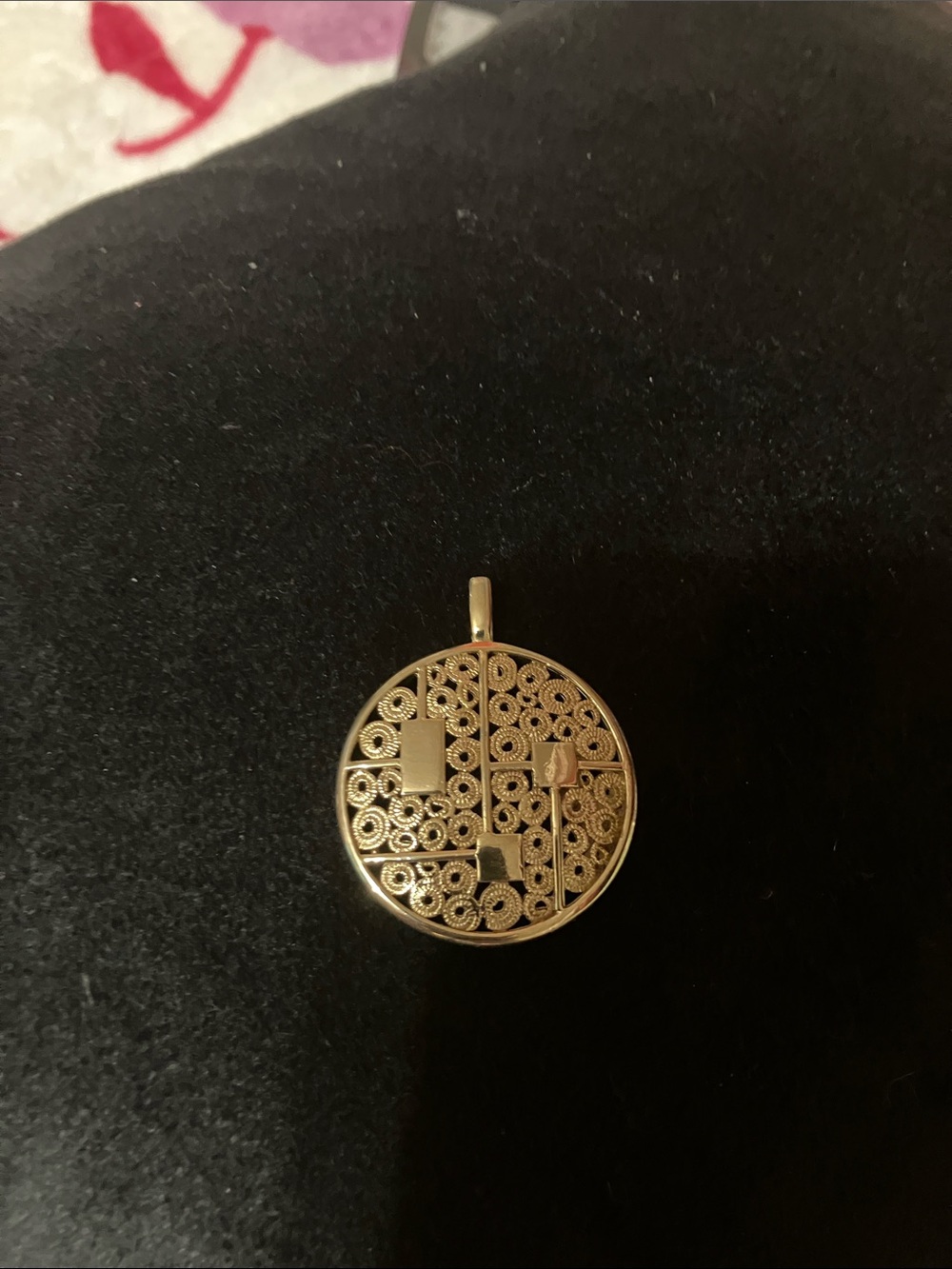 Gold Filigree Round Pendant Necklace
